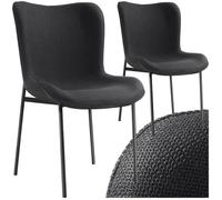 Chaises - TECTAKE - Lot de 2 fauteuils rembourrés TESSA avec revêtement en tissu et forme ergonomique - Noir/Noir