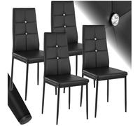 Chaises - TECTAKE - Lot de 4 chaises de salle à manger JULIEN avec strass et revêtement en cuir synthétique - Noir