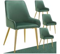 Chaises - TECTAKE - Lot de 4 chaises rembourrées AVANE aspect velours forme ergonomique et dossier haut - Vert