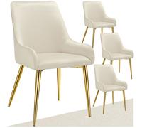 Chaises - TECTAKE - Lot de 4 chaises rembourrées style scandinave AVANE aspect velours forme ergonomique et dossier haut - Beige