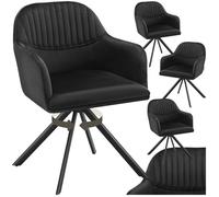 tectake® Lot de 4 Chaises pivotantes de Salle à Manger Moderne Fauteuil Salon Velours Chaise Rembourrée Confortable Chaise Design Meuble Salon pour Salle à Manger, Coiffeuse, Chambre, Cuisine