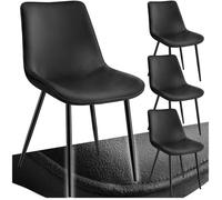 TecTake® Lot de 4 Chaises de Salle à Manger Chaises Rembourrées Chaise Ergonomique Velours Fauteuil Salon Style Scandinave Pieds en Metal Noir Chaise Coiffeuse, Chambre, Salon, Bureau, Cabinet