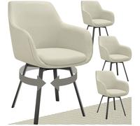 TECTAKE Lot de 4 Fauteuils pivotants ALICON rembourrés avec accoudoirs et dossier continu - gris/beige