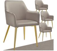 Chaises - TECTAKE - Lot de 4 fauteuils rembourrés AVANE style scandinave aspect velours forme ergonomique et dossier haut - Taupe