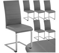 Chaises - TECTAKE - Lot de 6 chaises BETTINA rembourrées revêtement en cuir synthétique dossier ergonomique 41 x 52 x 99 cm - Gris
