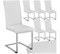 Chaises - TECTAKE - Lot de 6 chaises BETTINA rembourrées revêtement en cuir synthétique dossier ergonomique 41 x 52 x 99 cm - Blanc
