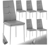 Chaises - TECTAKE - Lot de 6 chaises de salle à manger JULIEN avec strass et revêtement en cuir synthétique - Gris