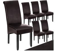 Tectake Lot de 6 chaises aspect cuir - marron