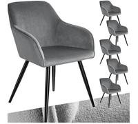 Tectake 6 Chaises MARILYN Design en Velours Style Scandinave - gris/noir
