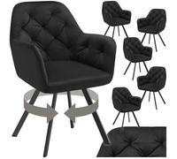 Chaises - TECTAKE - Lot de 6 fauteuils LUCIA pivotants à 180° rembourré en velours motif matelassé 58 x 58 x 87 cm - Noir