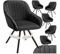 Chaises - TECTAKE - Lot de 6 fauteuils pivotants à 360° SNUG avec accoudoirs velours rembourrés - Noir