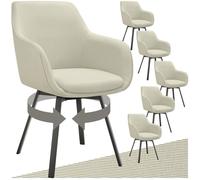 Chaises - TECTAKE - Lot de 6 fauteuils pivotants ALICON rembourrés avec accoudoirs et dossier continu - Gris/Beige