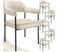 tectake® Lot de 6 Chaises de Salle à Manger rembourrées Modernes Chaise Velours Fauteuil Salon Chaise Scandinave Pieds en Acier Élégant avec Accoudoirs Chaises pour Coiffeuse, Chambre, Coiffeuse