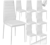 Chaises - TECTAKE - Lot de 8 fauteuils avec strass THOMAS Rembourré avec revêtement en cuir synthétique - Blanc