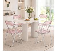 Chaises Tectake Transparentes en Acrylique Pliantes, Rose, Set de 4