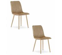 Chaises velours - LAVA - Lot de 2 - Design rétro - Pieds métal - Confort optimal