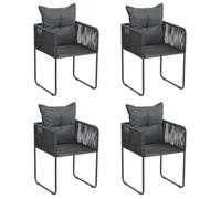vidaXL Chaises d'extérieur Lot de 4 Résine tressée avec oreillers Noir Confortables Contemporaines