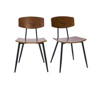 Chaises vintage en bois foncé noyer et métal noir (lot de 2) JOLINE