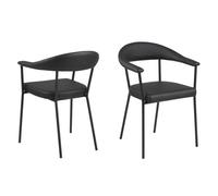 Chaises vintage en simili cuir noir avec accoudoirs - Lot de 2 - Collection Ava - HOMIFAB