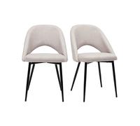 Chaises vintage en tissu effet velours texturé beige et métal noir (lot de 2) COSETTE
