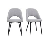 Chaises vintage en tissu effet velours texturé gris et métal noir (lot de 2) COSETTE