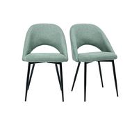 Chaises vintage en tissu effet velours texturé vert céladon et métal noir (lot de 2) COSETTE