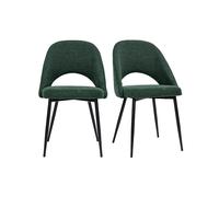Chaises vintage en tissu effet velours texturé vert et métal noir (lot de 2) COSETTE
