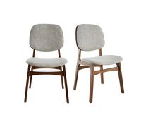 Chaises vintage en tissu gris clair et bois foncé (lot de 2) SOQUETTE