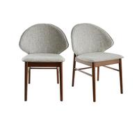 Chaises vintage en tissu gris clair et bois foncé (lot de 2) SPIKE