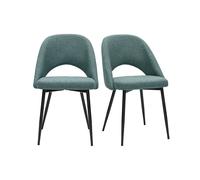 Chaises vintage en tissu vert de gris et métal noir (lot de 2) COSETTE