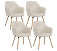 Chaises WOLTU - Contemporain, velours & bois, crème et blanc (Lot de 4)