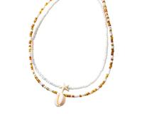 CHAKAE 2pcs Double Brins Les Étoiles De Mer Et Le Collier Pendentif À Perles De Coquille Parfait Pour Vacances La Plage Et Rassemblements Décontractés Main Bijoux Faits Main