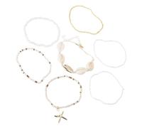 CHAKAE 7pcs Fashion Shell and Sea Star Bouded Bracelets Bangles Uniques pour Femmes Elegant Beach Vacation Bijoux Vacation Accessoires