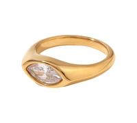 CHAKAE Bague en acier inoxydable 316L avec œil de cheval et zircone, anti-ternissement, bijou élégant pour femme