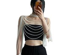 CHAKAE Chaîne de Corps en Perles pour Femmes, Bijoux d'épaule en Perles, Accessoire de Robe de mariée, Sexy, col perlé, Soutien-Gorge, Haut, chaîne de Pull