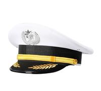 CHAKAE Chapeau de sécurité unisexe pour jeux de rôle - Chapeau de capitaine avec badge pour spectacles sur scène, costume d'extérieur