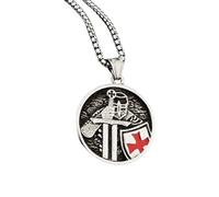 CHAKAE Collier avec pendentif chevalier vintage en acier inoxydable - Style gothique - Bijou tendance punk - Pour homme - Cadeau médiéval, string of pearls, Comme décrit, Comme décrit.