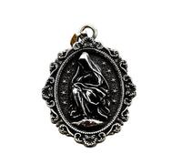 CHAKAE Collier avec pendentif ovale en forme de cœur de Jésus en acier inoxydable robuste - Pour un usage quotidien - Bijou élégant en acier inoxydable, taille unique, Comme décrit, Comme décrit.