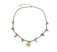 CHAKAE Collier en corde avec pendentif lune en acier inoxydable - Bijoux en pierre naturelle - Déclaration de mode pour une fête quotidienne - Bijoux en acier inoxydable, taille unique, Comme décrit