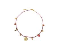 CHAKAE Collier en corde avec pendentif lune en acier inoxydable - Bijoux en pierre naturelle - Déclaration de mode pour une fête quotidienne - Bijoux en acier inoxydable, taille unique, Comme décrit