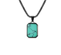 CHAKAE Collier moderne avec pendentif géométrique en acier inoxydable pour homme avec pierres naturelles rectangulaires, accessoire pour collier géométrique quotidien en acier inoxydable, taille