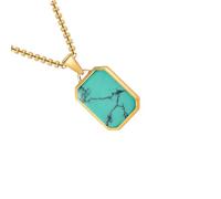 CHAKAE Collier moderne avec pendentif géométrique en acier inoxydable pour homme avec pierres naturelles rectangulaires, accessoire pour collier géométrique quotidien en acier inoxydable, taille