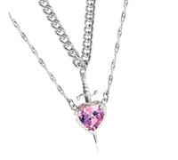 CHAKAE Collier tendance en forme de dague en forme de cœur luxueux avec strass pour célébrations Accessoires tendance pour femme, taille unique, Comme décrit, Comme décrit.