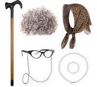 CHAKAE Costume d'Halloween 100 jours d'école pour garçons Costume de vieil homme chapeau femme Dor filles Granny Styles enfants Jeu de rôle