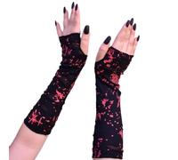 CHAKAE Gants d'Halloween noirs punk, gants de jeu de rôle pour adolescents, gants de poignet élastiques pour fêtes costumées, mitaines pour femmes