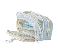 CHAKAE Grande trousse à crayons de grande capacité - Organiseur portable pour stylos - Sac de rangement de voyage pour maquillage - Pour étudiants et adolescents, bleu