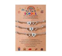 CHAKAE Lot de 3 bracelets robustes en acier inoxydable avec cœur et soleil, étoiles, pour une connexion unique parents/enfants, tendance, fait à la main, taille unique, Comme décrit