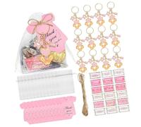 CHAKAE Lot de 6/20 porte-clés avec pendentif pieds de bébé avec cordon de serrage, étiquette de remerciement, autocollant pour mariage, fête prénatale, célébration accessoires
