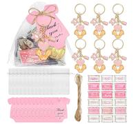 CHAKAE Lot de 6/20 porte-clés avec pendentif pieds de bébé avec cordon de serrage, étiquette de remerciement, autocollant pour mariage, fête prénatale, célébration accessoires