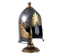CHAKAE Modèle de casques médiévaux vintage avec base en fer moulé Décoration de maison Ornement de collection pour les amateurs d'histoire Casques en métal Artefact